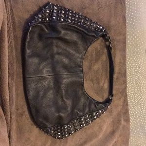 Romy gold black leather studded bag REDUCED